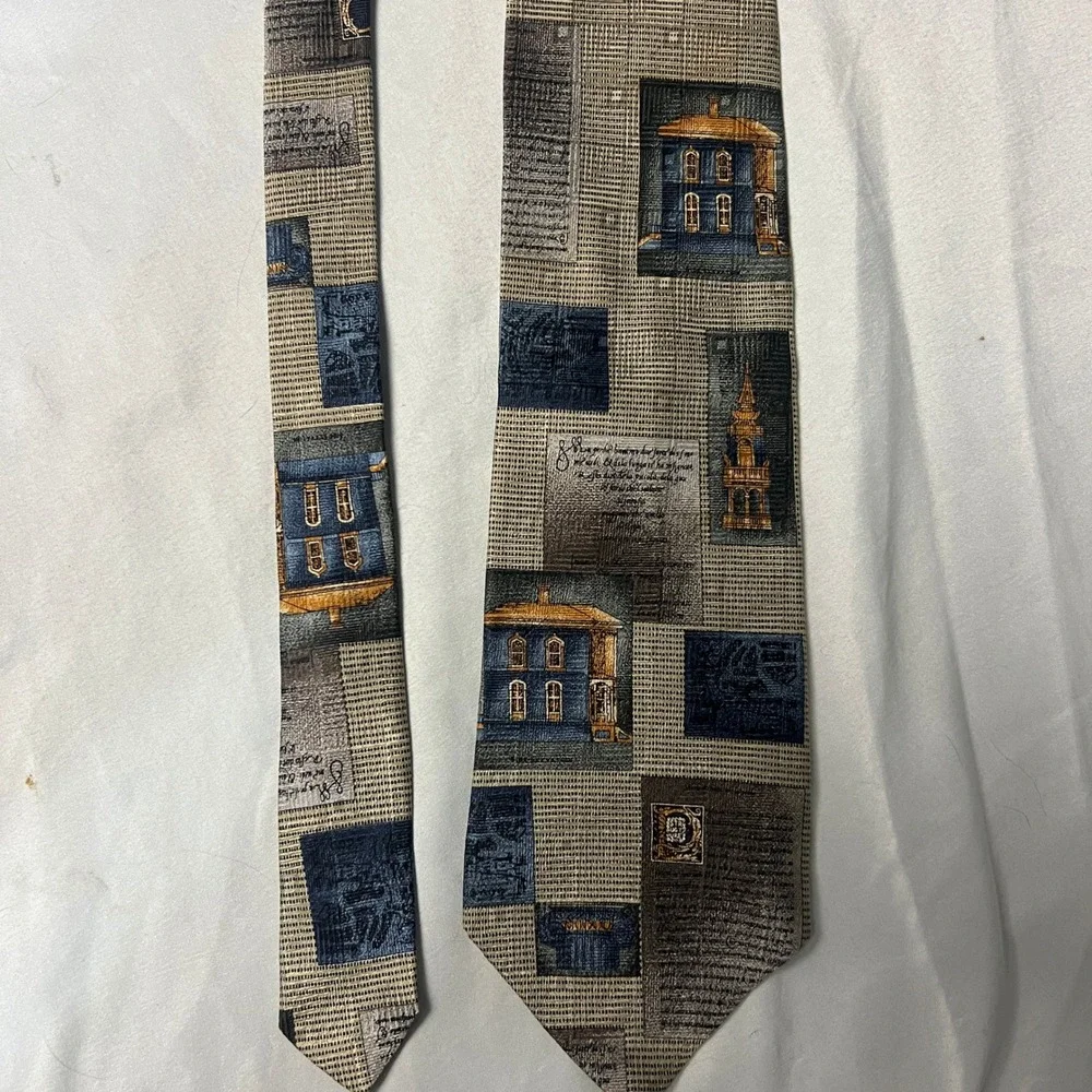 STRUCTURE XL Architectural Building Print Silk Necktie Engineer Formal Accessory